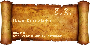 Baum Krisztofer névjegykártya